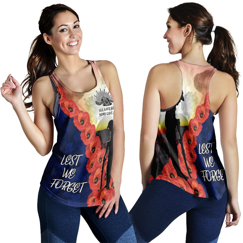 ANZAC Lest We Forget Women's Racerback Tank - All Gave Some, Some Gave All - - Vibe Hoodie Shop