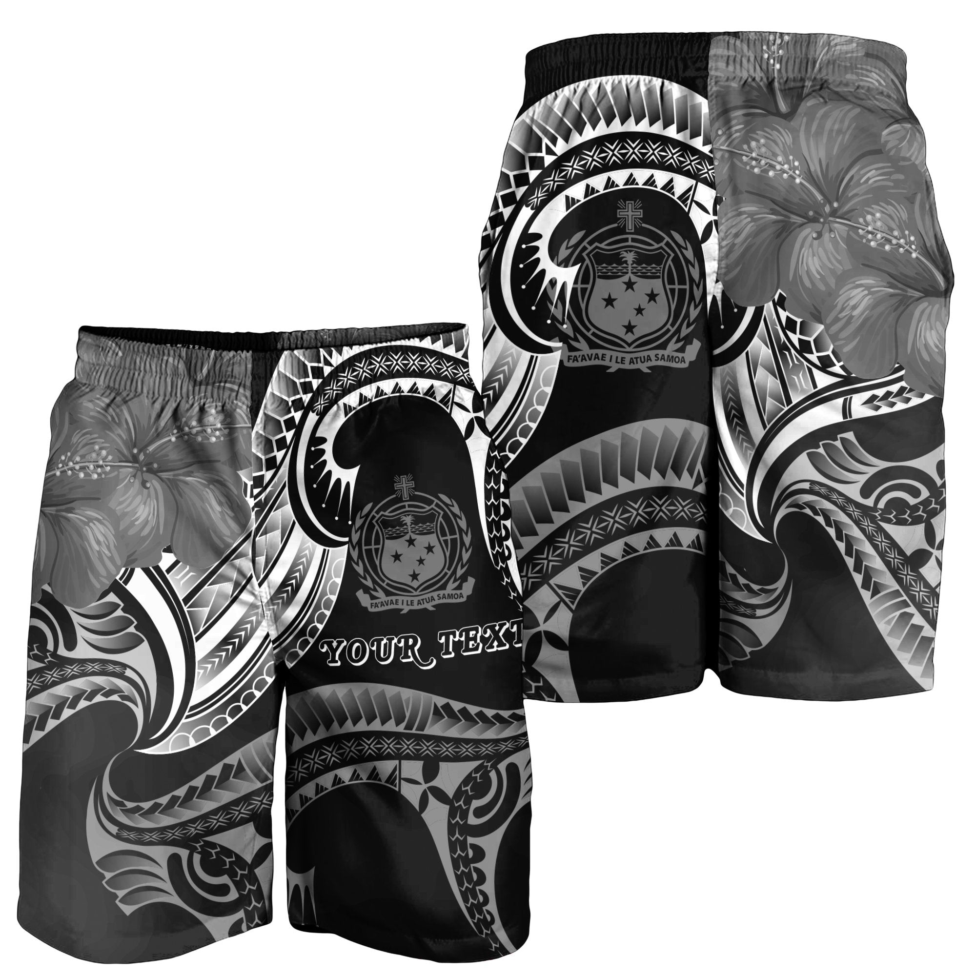 Samoa Custom Personalised Men's Shorts - Samoa Seal Wave Style (Black) - Vibe Hoodie Shop