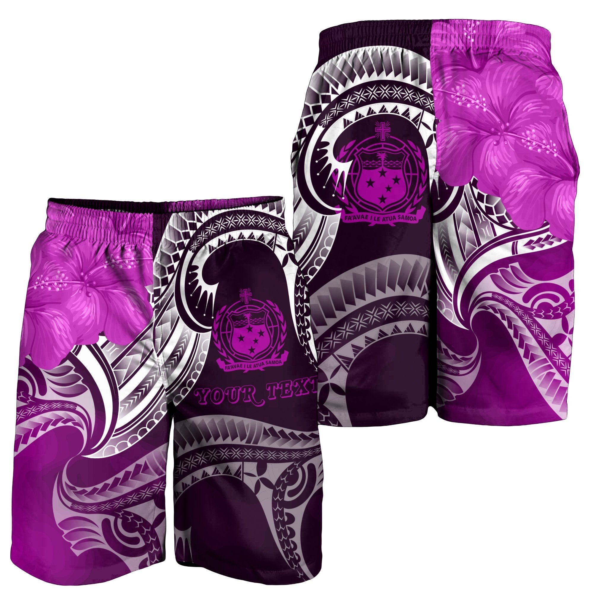 Samoa Custom Personalised Men's Shorts - Samoa Seal Wave Style (Pink) - Vibe Hoodie Shop