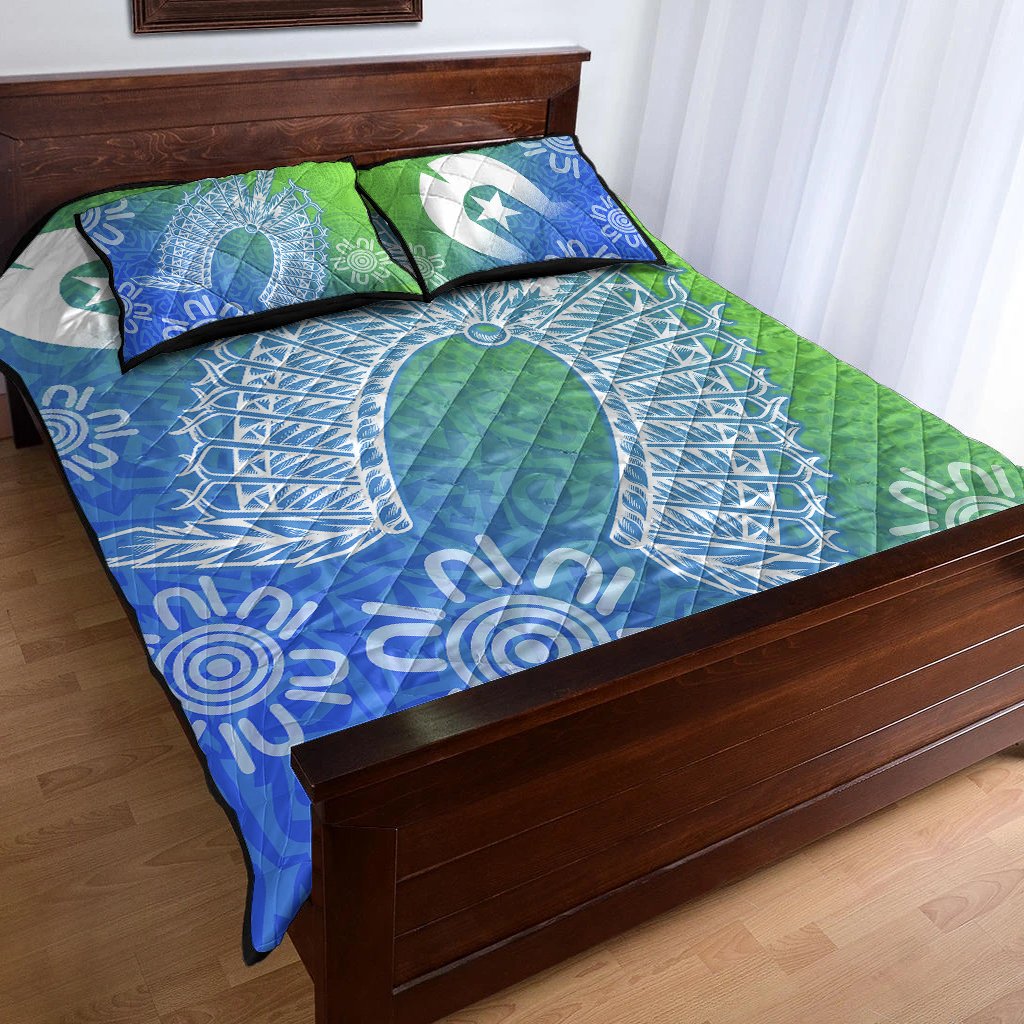 Torres Strait Islanders Quilt Bed Set - Dhari Mask Ocean Style - Vibe Hoodie Shop