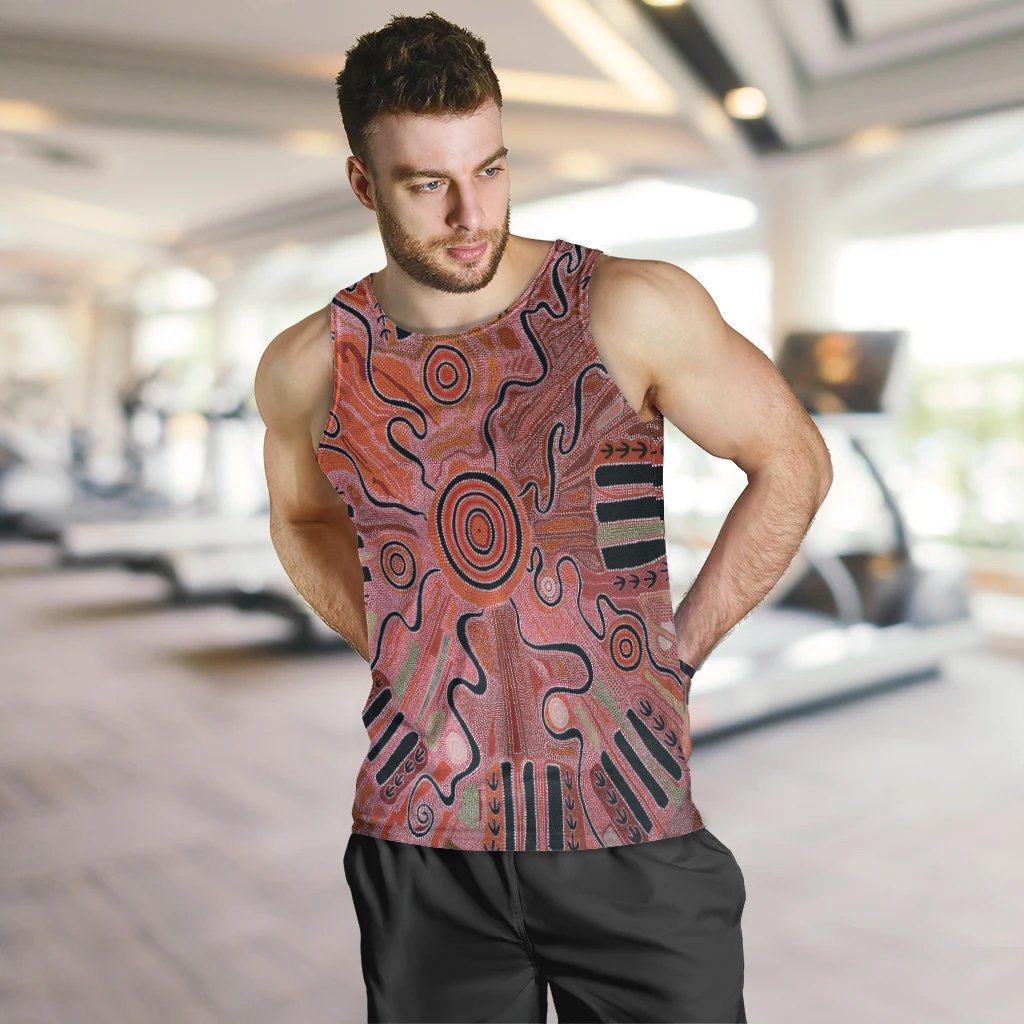 Aboriginal Men's Tank Top - Indigenous Footprint Landscape - Vibe Hoodie Shop