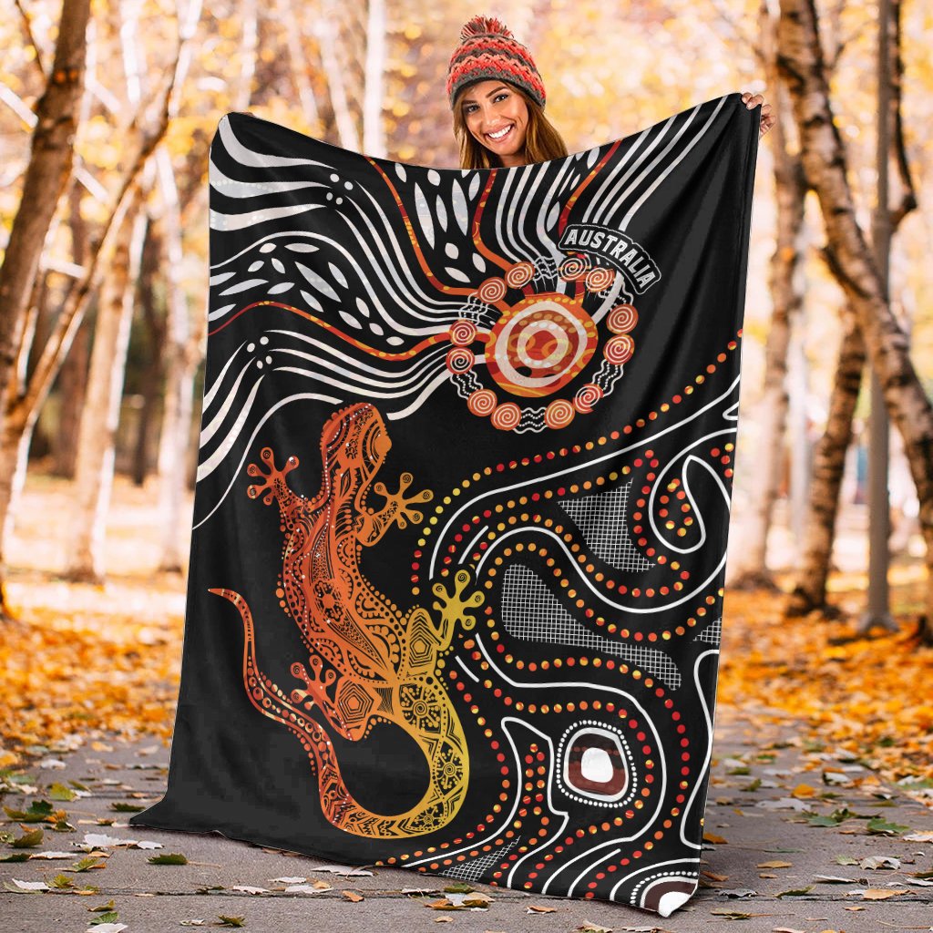 Aboriginal Premium Blanket - Lizard Sunshine - Vibe Hoodie Shop