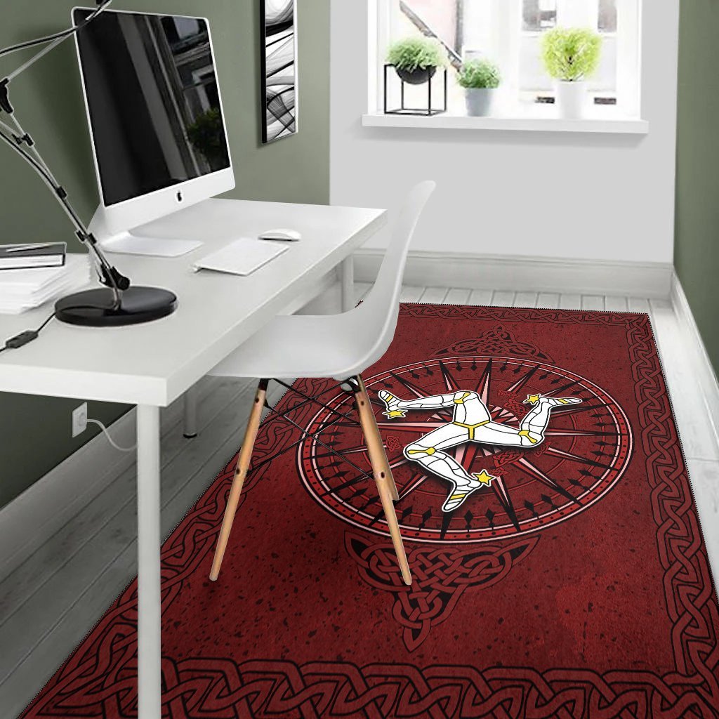 Isle Of Man Celtic Area Rug - Celtic Compass With Manx Triskelion - Vibe Hoodie Shop