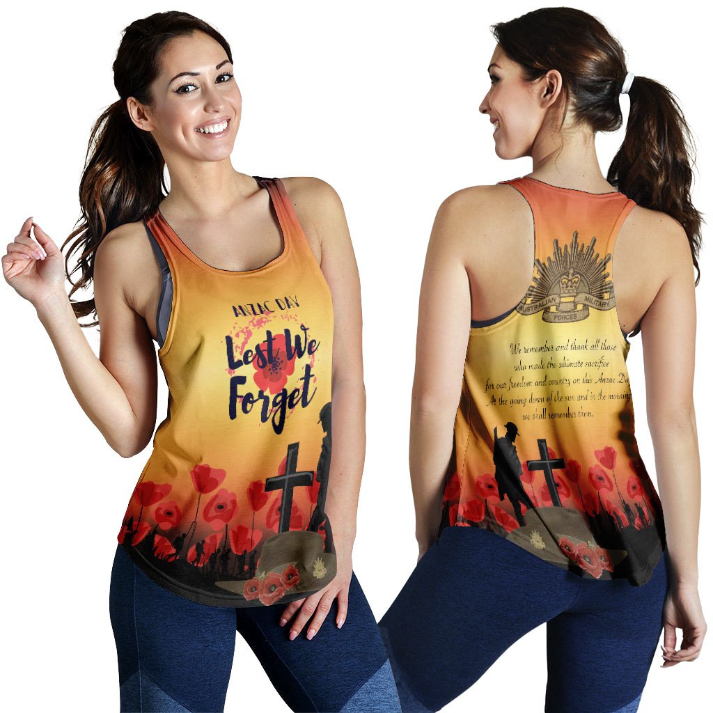 ANZAC Day Woman's Racerback Tank - Lest We Forget - Vibe Hoodie Shop