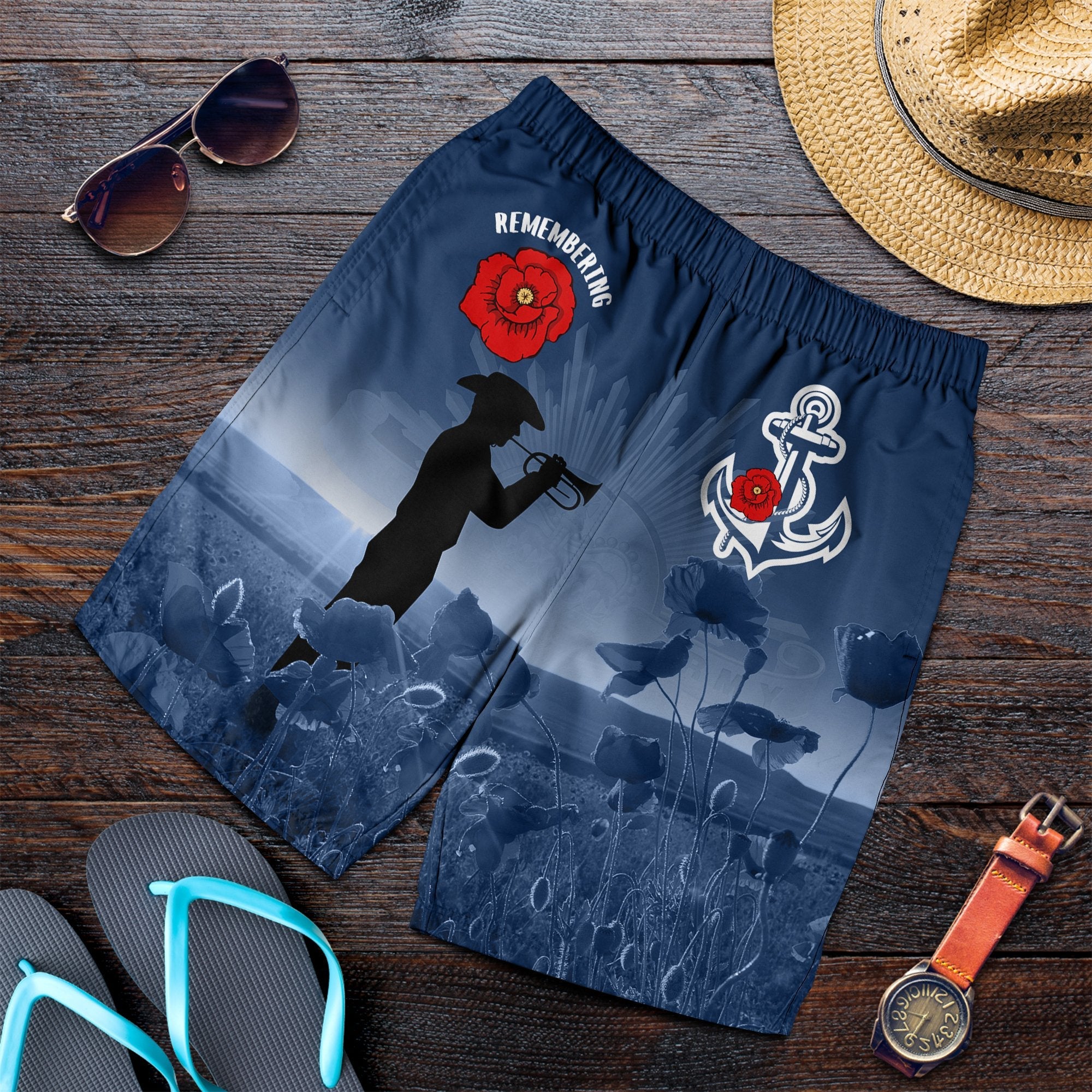 Australia Navy ANZAC Men's Shorts - Remembering Our Heroes - Vibe Hoodie Shop