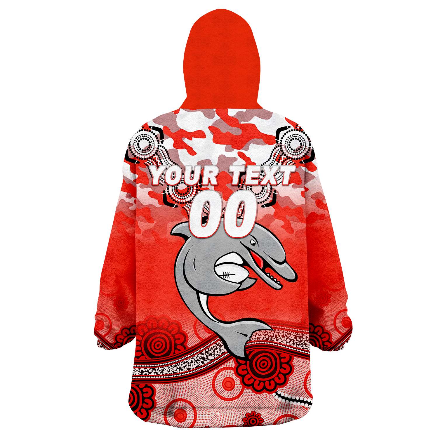 (Custom Personalised) Dolphins Rugby ANZAC Day Camouflage Indigenous Art Wearable Blanket Hoodie - - Vibe Hoodie Shop