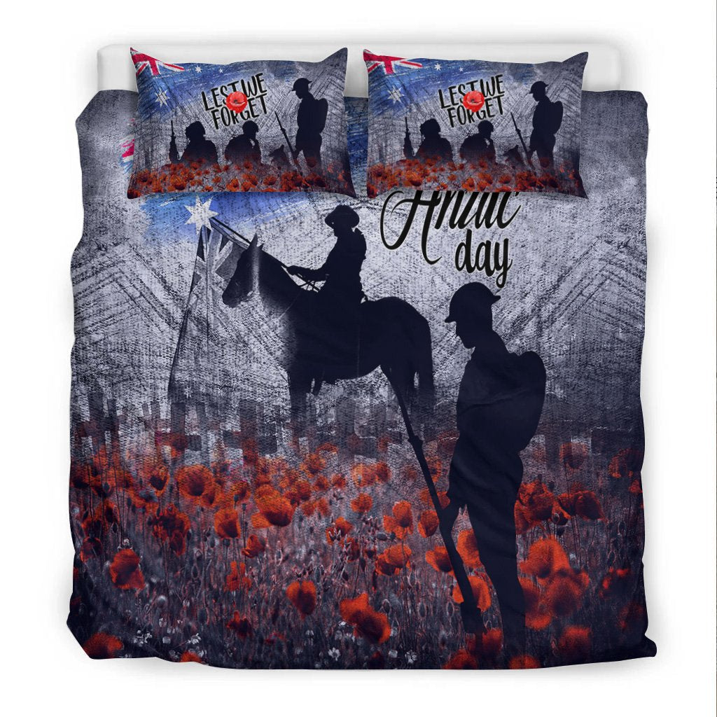 ANZAC Day Bedding Set - Lest We Forget Vintage Poppies - Vibe Hoodie Shop