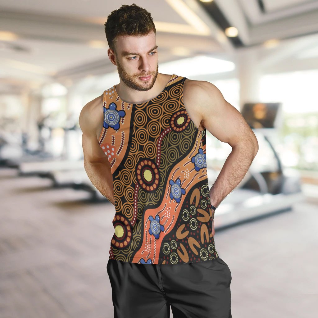 Men Tank - Aboriginal Dot Unique Style Turtle - Vibe Hoodie Shop