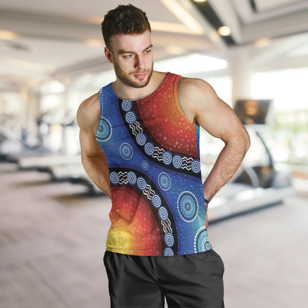 Men Tank Top - Aboriginal Color Dot Painting - Vibe Hoodie Shop