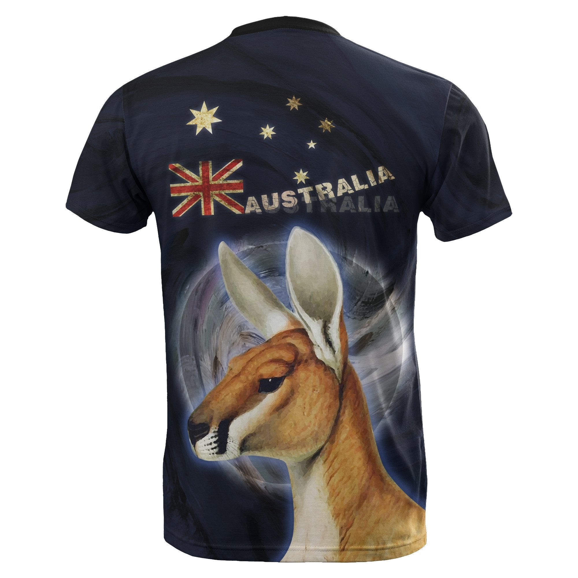 T shirt - Kangaroo T shirt Aus Flag Moon - Unisex - Vibe Hoodie Shop