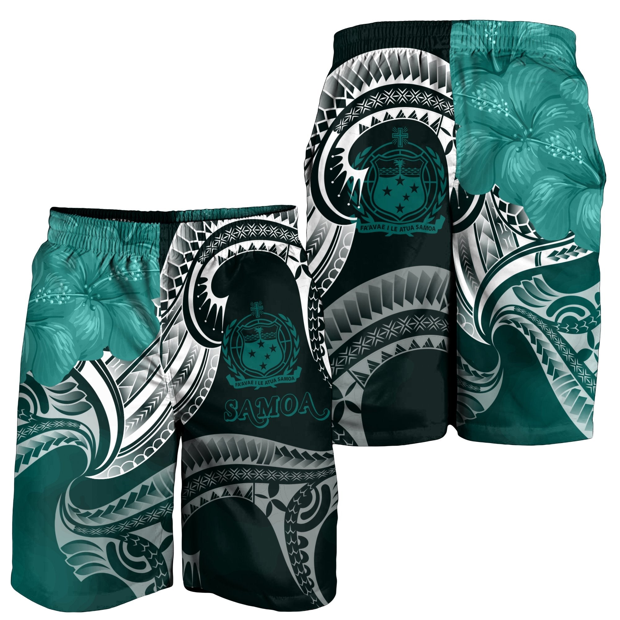 Samoa Men's Shorts - Samoa Seal Wave Style (Green) - Vibe Hoodie Shop