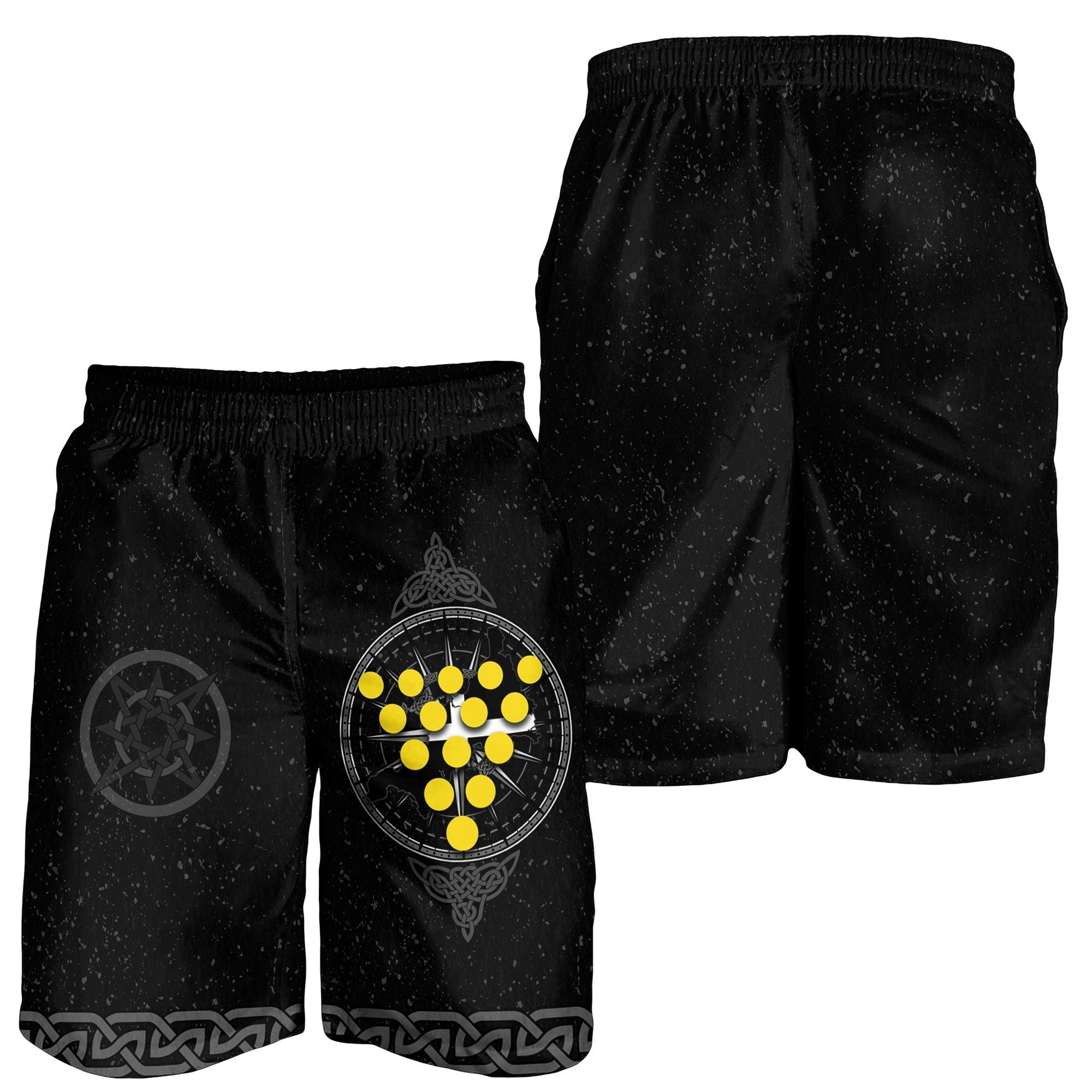 Cornwall Celtic Shorts Men - Celtic Compass With Cornish Symbols - Vibe Hoodie Shop