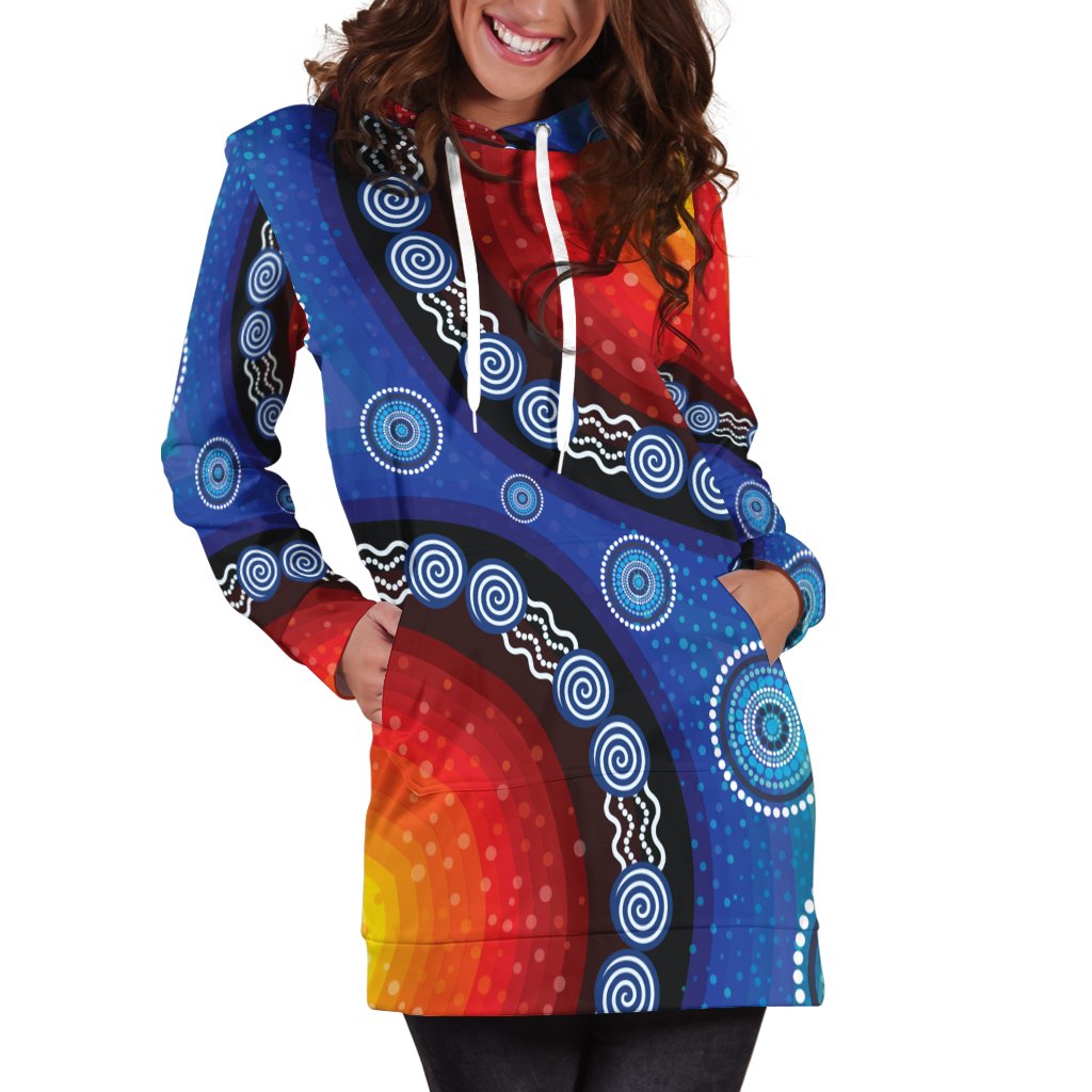Hoodie Dress - Aboriginal Color Dot Painting - Vibe Hoodie Shop