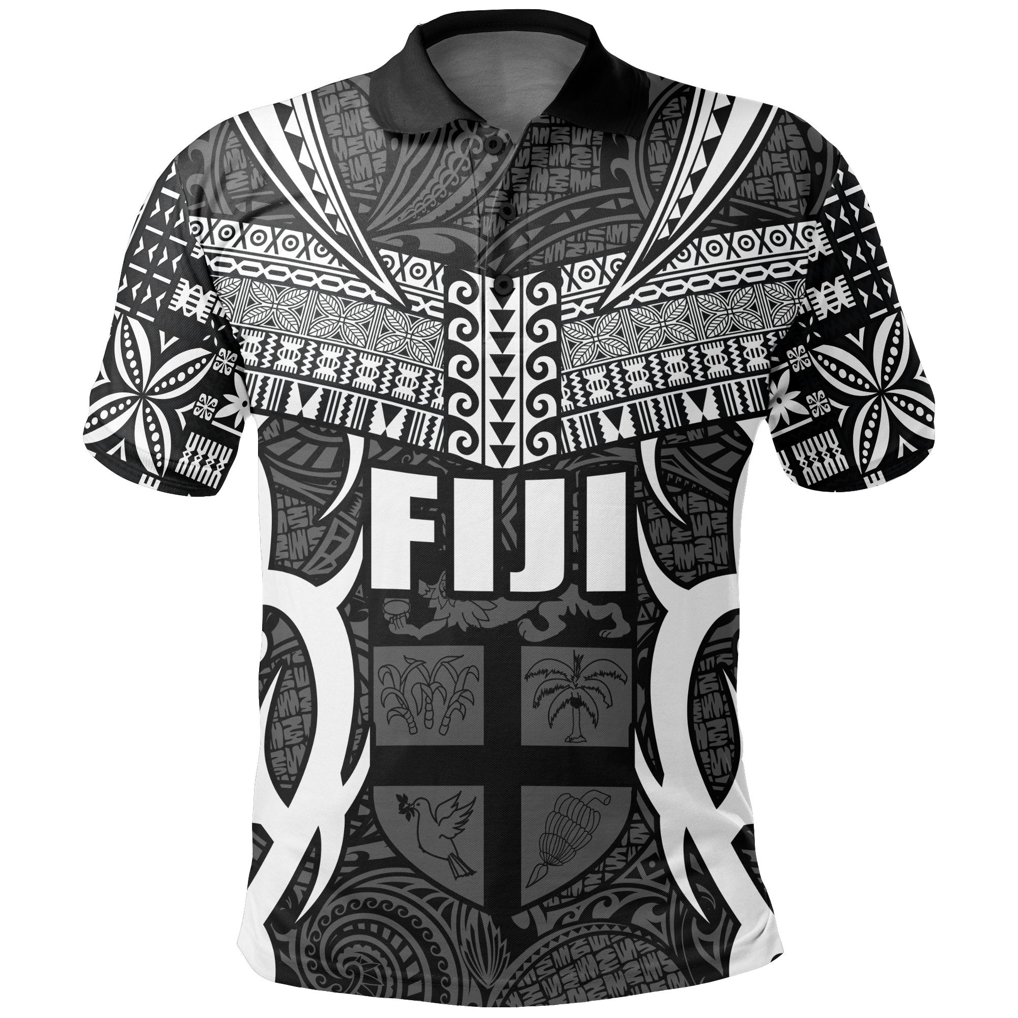 Fiji Polo Shirt - Special Fiji Black White - Vibe Hoodie Shop