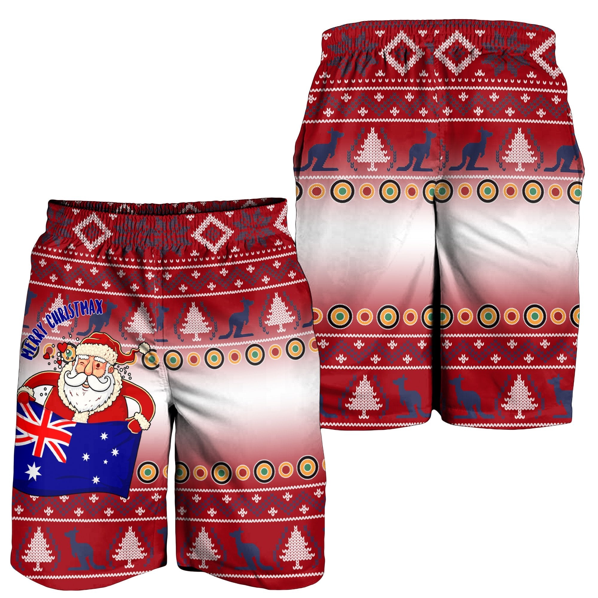 Christmas Men Short - Australia Santa Claus Hold The Flag (Red) - Vibe Hoodie Shop