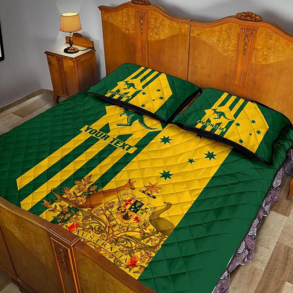 Custom Quilt Bed Set - Australia Kangaroo Sign National Color - Vibe Hoodie Shop