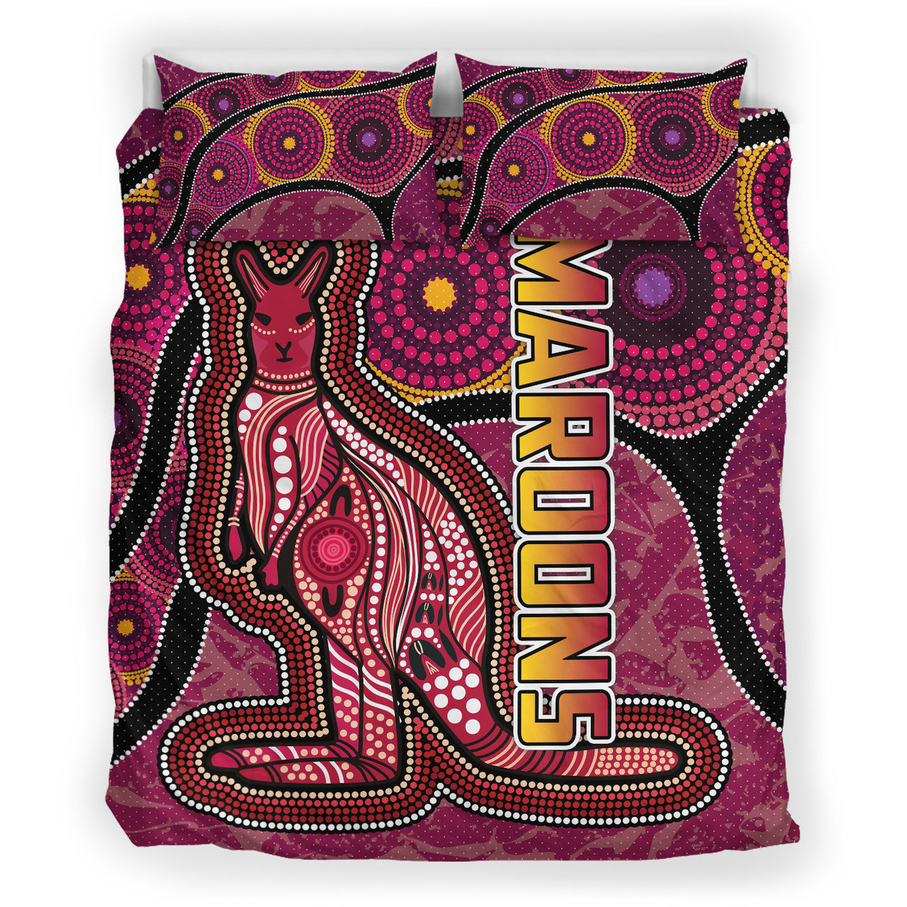 Maroons Rugby Bedding Set - Custom Maroons Kangaroo Bedding Set RLT13 - Vibe Hoodie Shop
