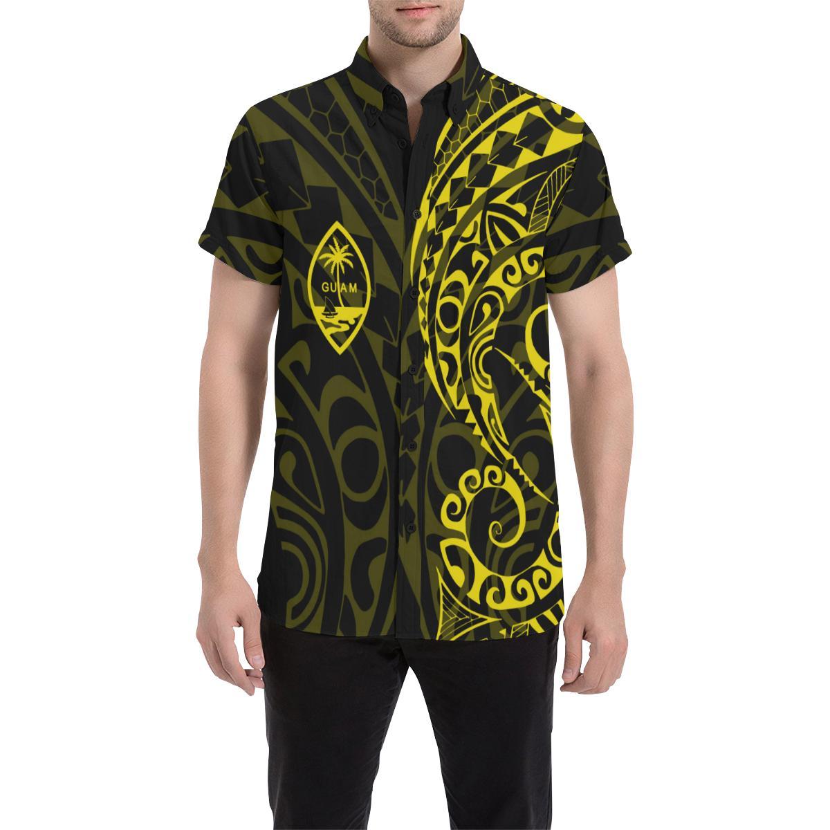 Guam Poly Short Sleeve Shirt Yellow - Vibe Hoodie Shop