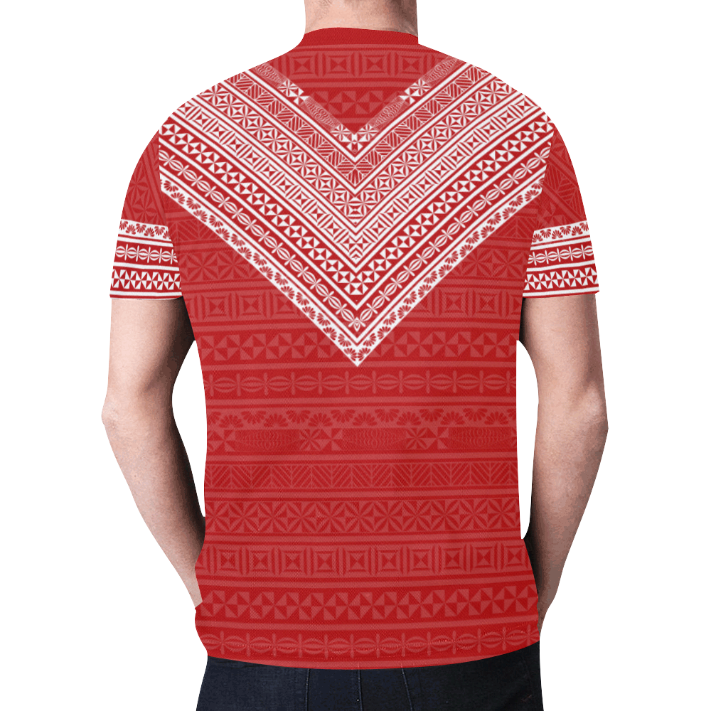 Tonga T shirt - Flag And Tapa Pattern - Vibe Hoodie Shop