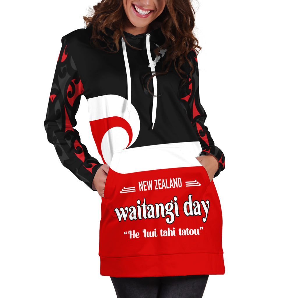 (Custom Personalised) Waitangi Day Hoodie Dress Maori Fern and Tino Rangatiratanga Flag - Vibe Hoodie Shop