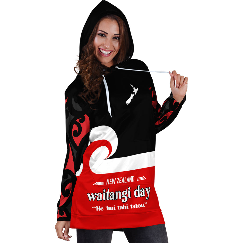 (Custom Personalised) Waitangi Day Hoodie Dress Maori Fern and Tino Rangatiratanga Flag - Vibe Hoodie Shop