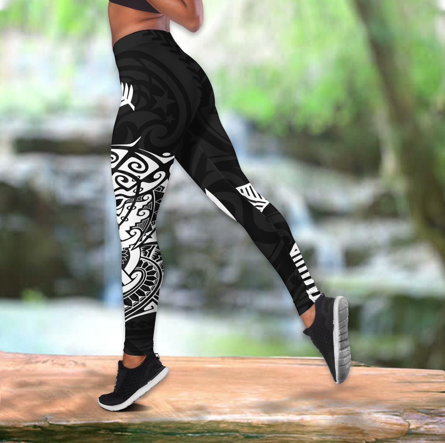 New Zealand Rugby Women Leggings Haka All Black mix Ta Moko - Vibe Hoodie Shop