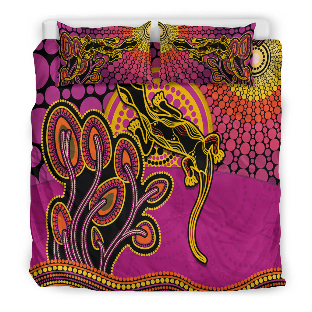 Aboriginal Lizard Bedding Set Tree On The Hill Sunshine - Vibe Hoodie Shop