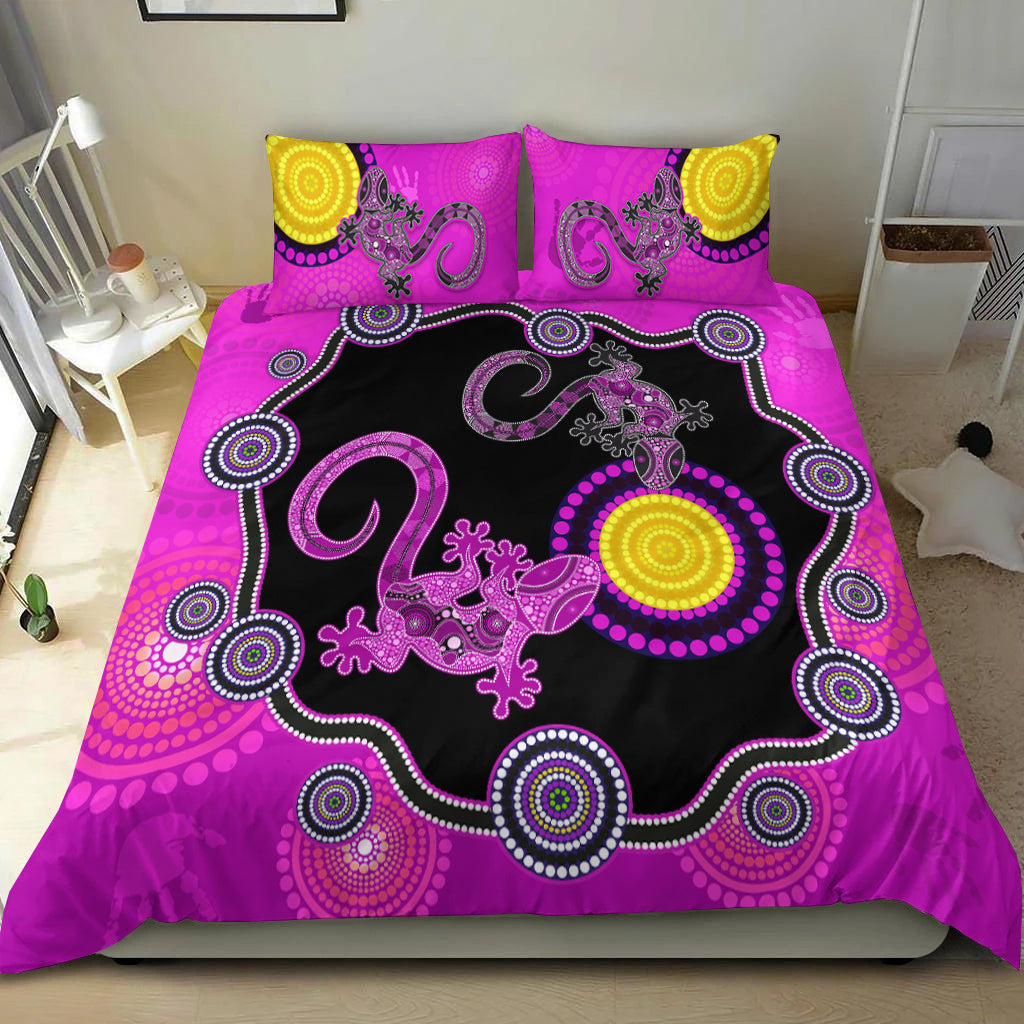 Aboriginal Lizard Bedding Set Attracted Australia Version Purple - Vibe Hoodie Shop