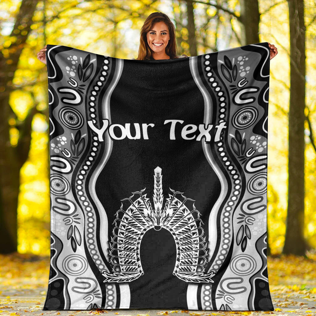 (Custom Personalised) Torres Strait Islands Premium Blanket The Dhari Mix Aboriginal Turtle Version Black 02 - Vibe Hoodie Shop