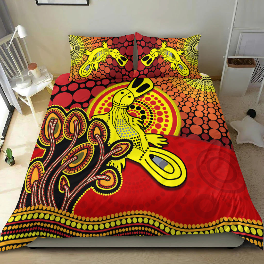 Aboriginal Platypus Bedding Set Tree On The Hill Sunshine - Vibe Hoodie Shop