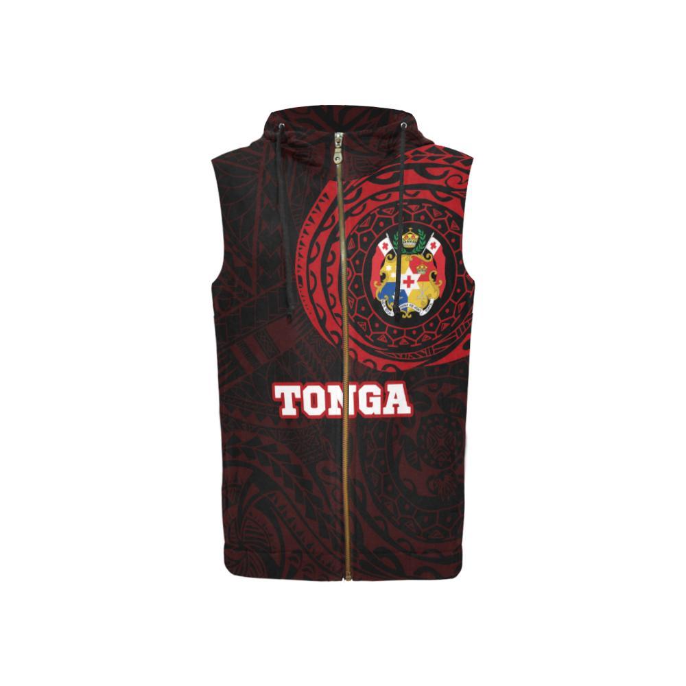 Tonga In My Heart Zipper Sleeveless Hoodie Red - Vibe Hoodie Shop