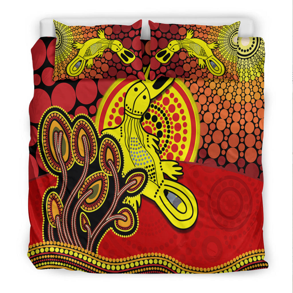 Aboriginal Platypus Bedding Set Tree On The Hill Sunshine - Vibe Hoodie Shop