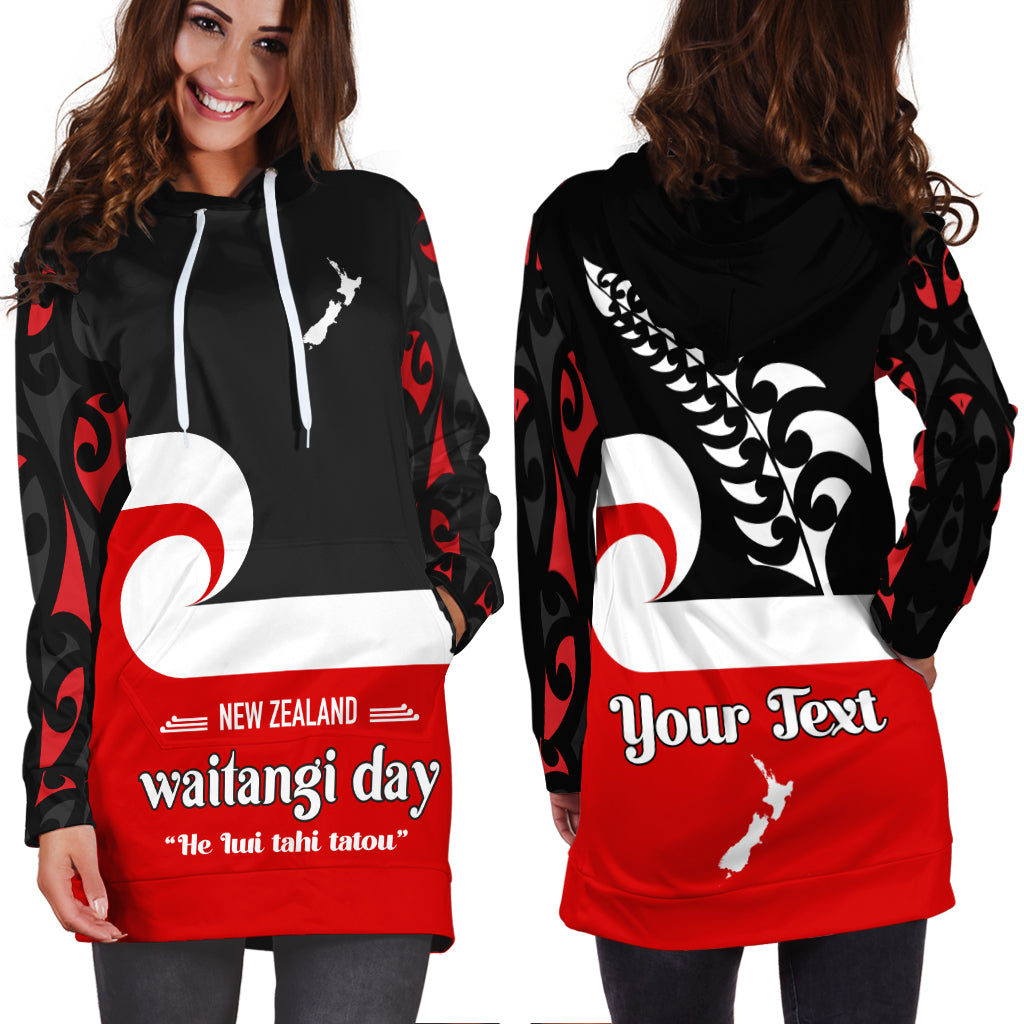 (Custom Personalised) Waitangi Day Hoodie Dress Maori Fern and Tino Rangatiratanga Flag - Vibe Hoodie Shop