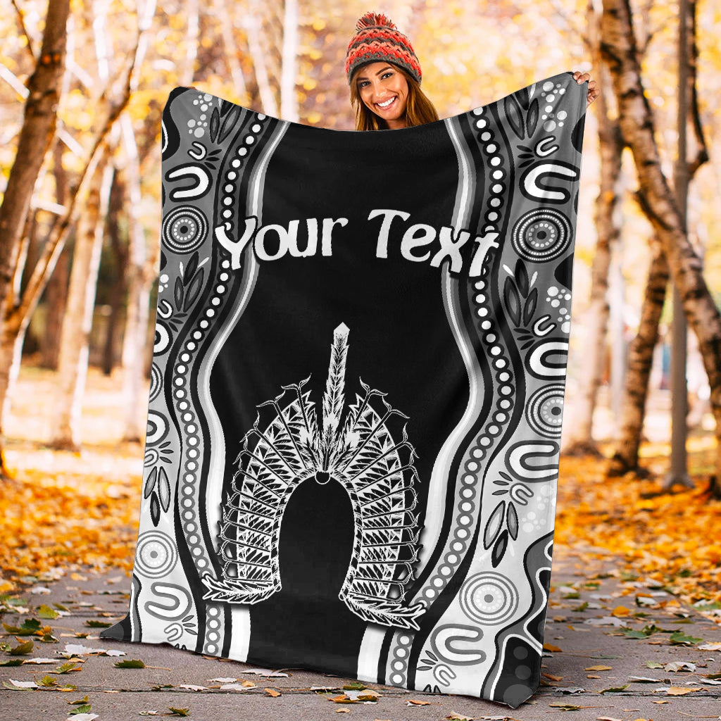 (Custom Personalised) Torres Strait Islands Premium Blanket The Dhari Mix Aboriginal Turtle Version Black 02 - Vibe Hoodie Shop