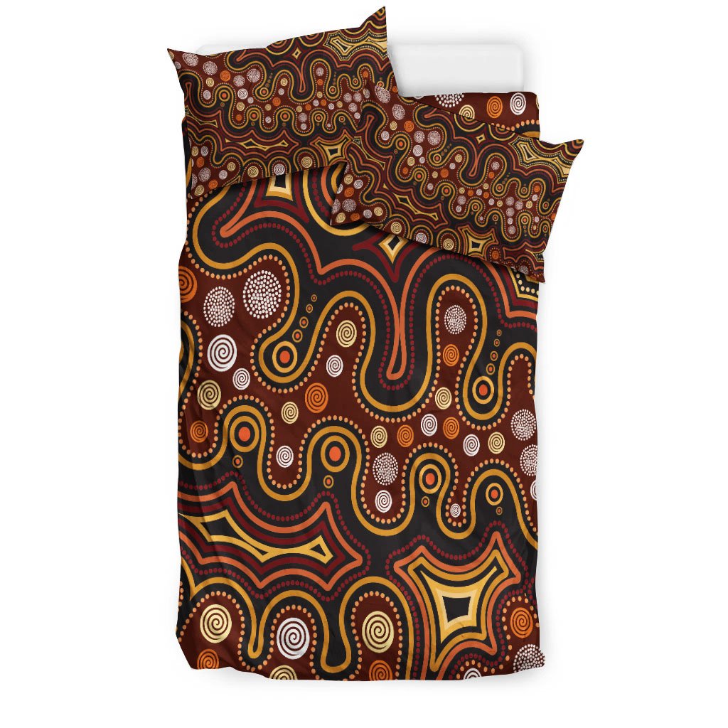 Aboriginal Bedding Set - Aboriginal Dot Painting Depicting Connection Concept - Vibe Hoodie Shop