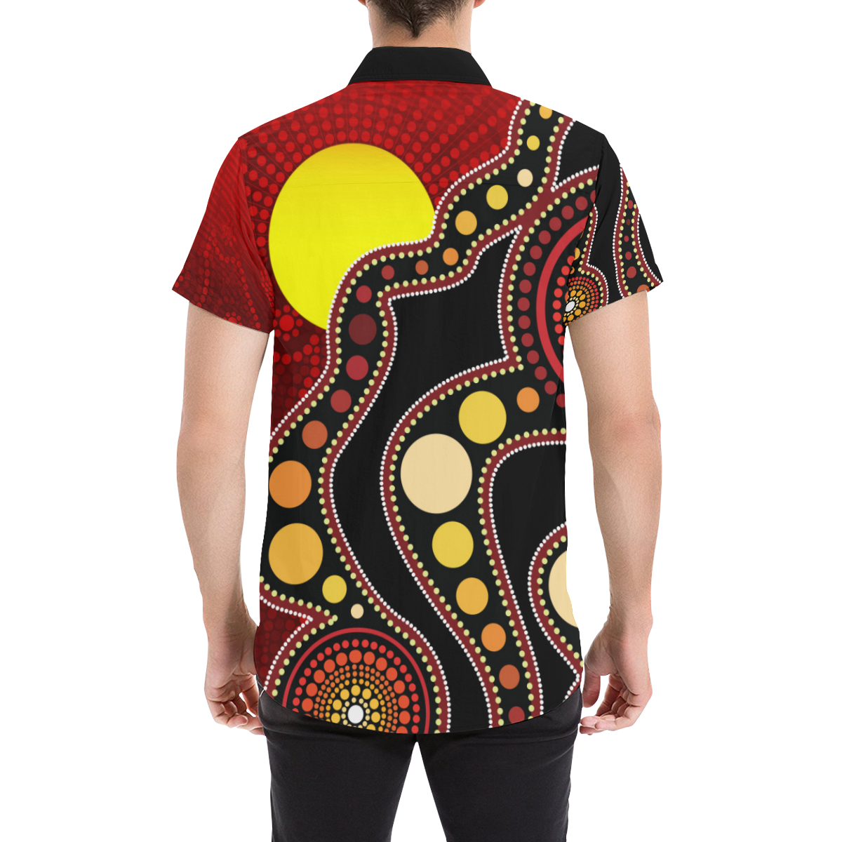 Aboriginal Short Sleeve Shirt, Australia Aboriginal Lives Matter Flag Circle Dot Painting ArT shirt - Vibe Hoodie Shop