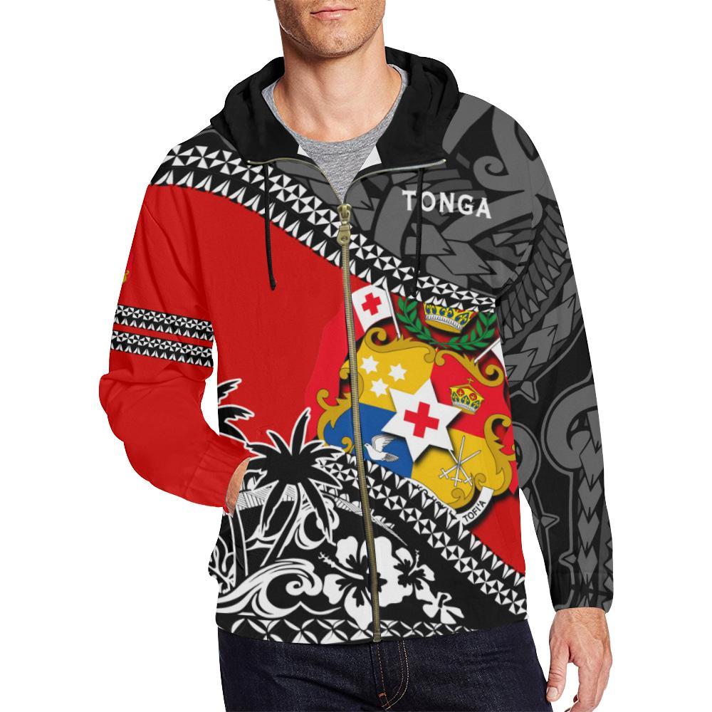 Zip Up Hoodie Tonga Polynesian Style Fall In The Wave - Vibe Hoodie Shop