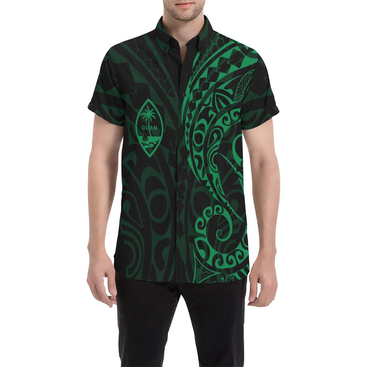 Guam Poly Short Sleeve Shirt Green - Vibe Hoodie Shop