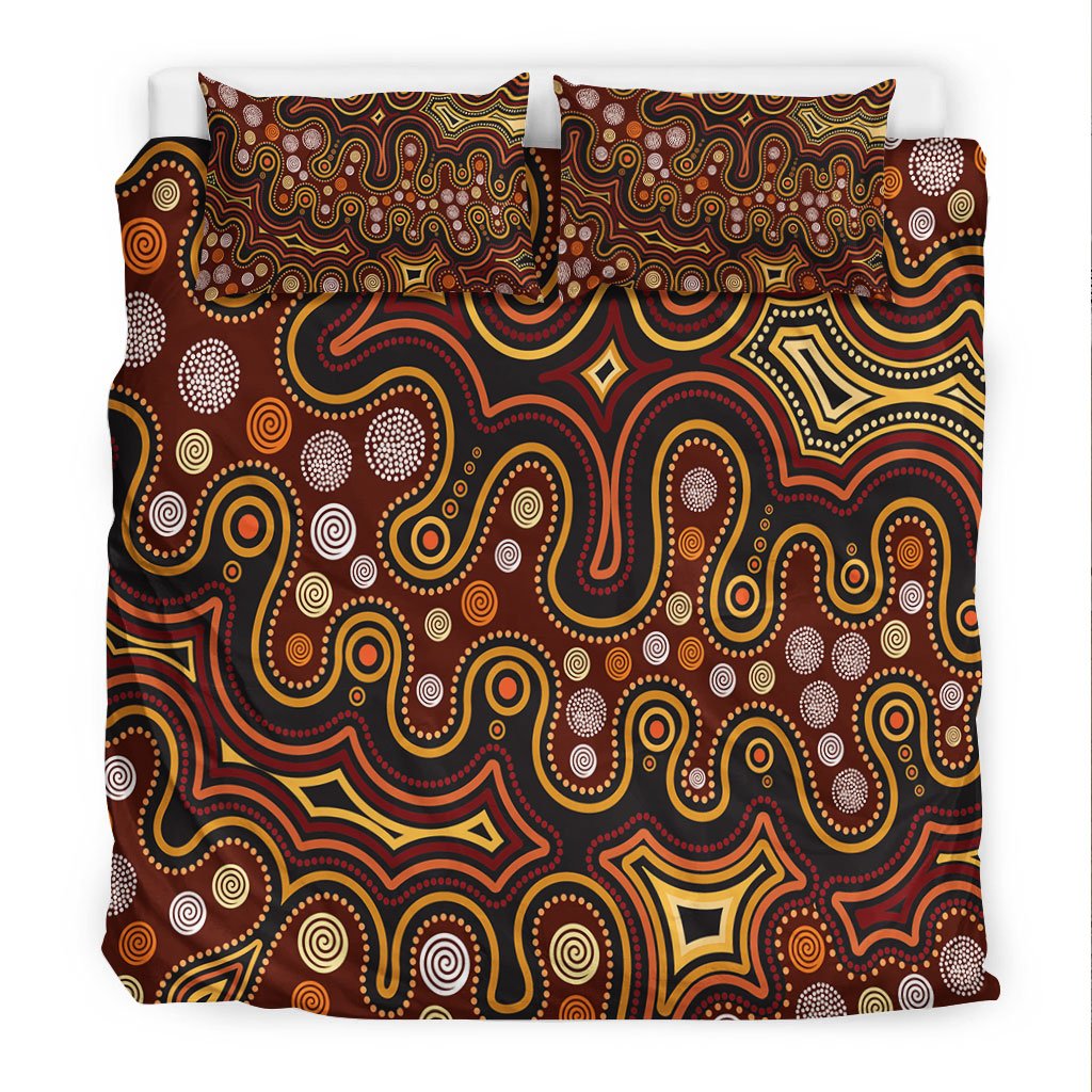 Aboriginal Bedding Set - Aboriginal Dot Painting Depicting Connection Concept - Vibe Hoodie Shop