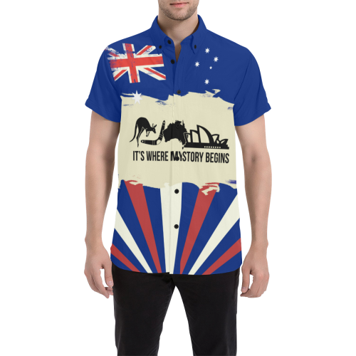 Australia - It's Where My Story Begins Men's Short Sleeve Shirt - Vibe Hoodie Shop