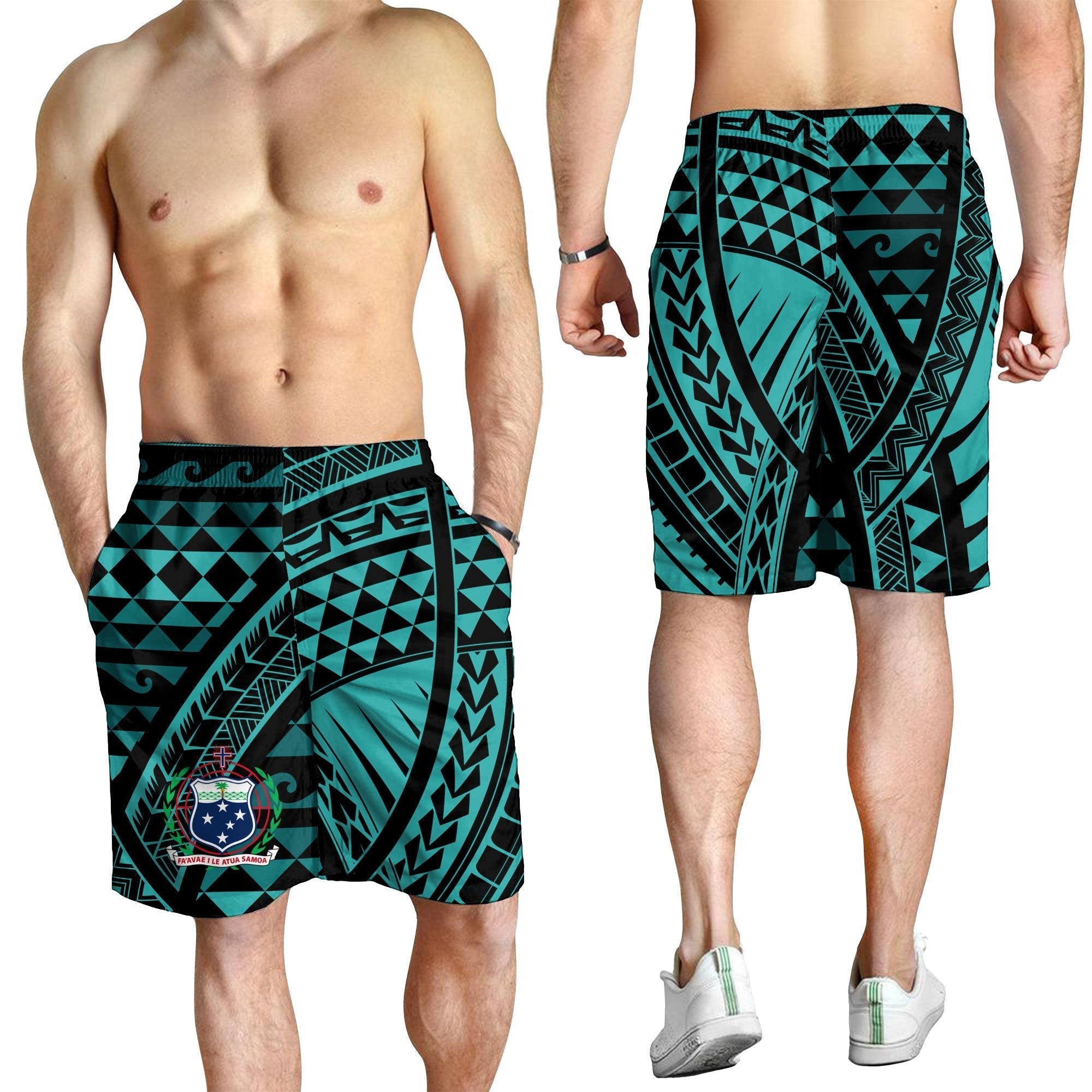 Samoa Men's Shorts - Tribal Seamless Pattern - Vibe Hoodie Shop