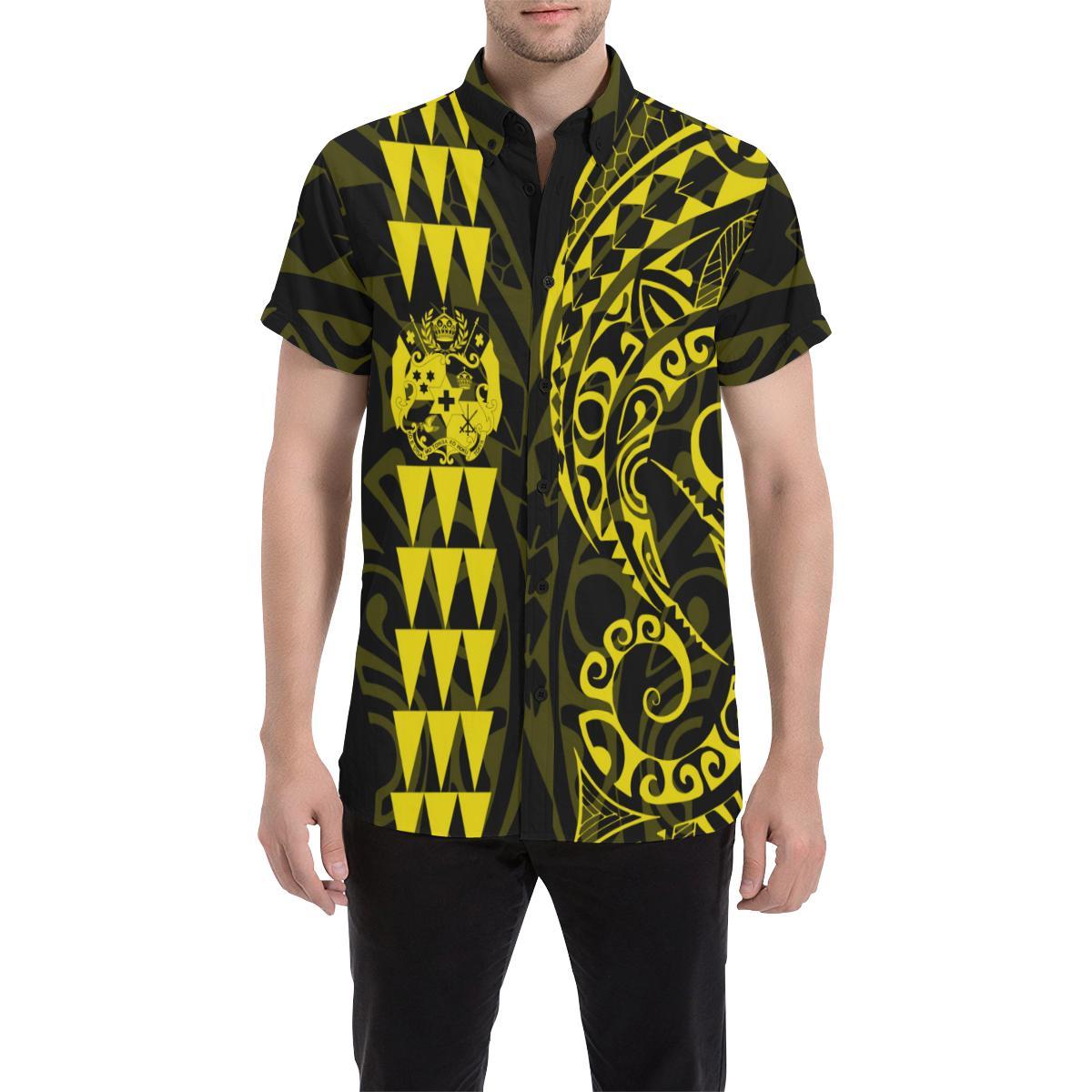 Tonga Polynesian Short Sleeve Shirt Yellow - Vibe Hoodie Shop