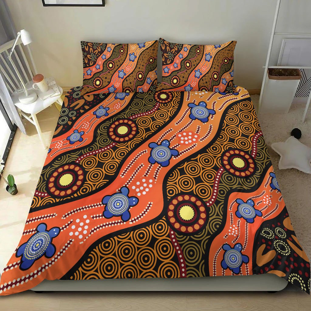 Bedding Set - Aboriginal Dot Unique Style Turtle - Vibe Hoodie Shop