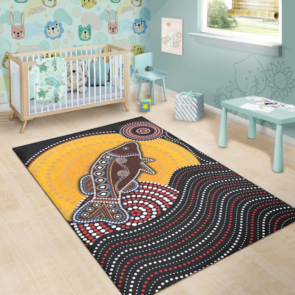 Aboriginal Area Rug - Dreamtime Fish Aboriginal Style - Vibe Hoodie Shop