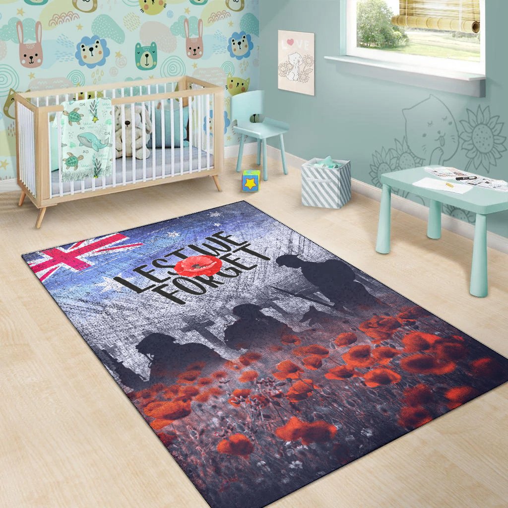 ANZAC Day Area Rug - Lest We Forget Vintage Poppies Ver.02 - - Vibe Hoodie Shop