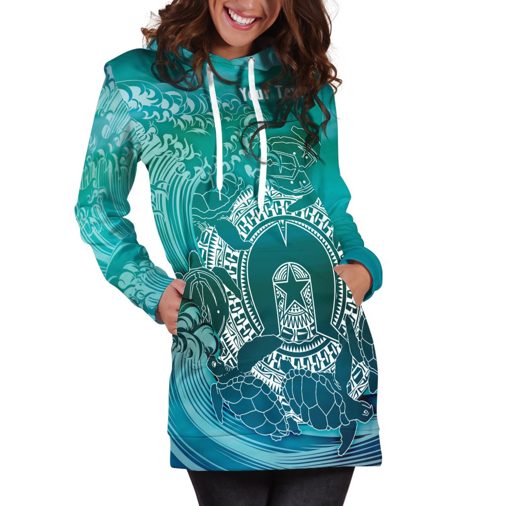 Custom Aboriginal Hoodie Dress, Torres Strait Islands in Wave - Vibe Hoodie Shop