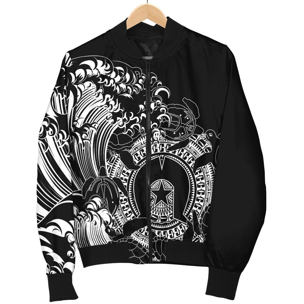 Aboriginal Men's Bomber Jacket, Torres Strait Islands in Wave (Black) - Vibe Hoodie Shop