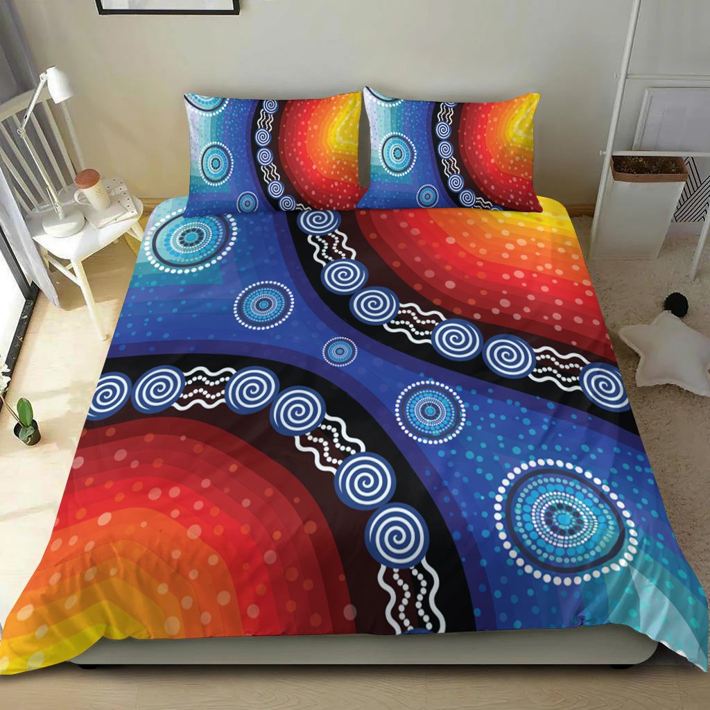 Bedding Set - Aboriginal Color Dot Painting - Vibe Hoodie Shop