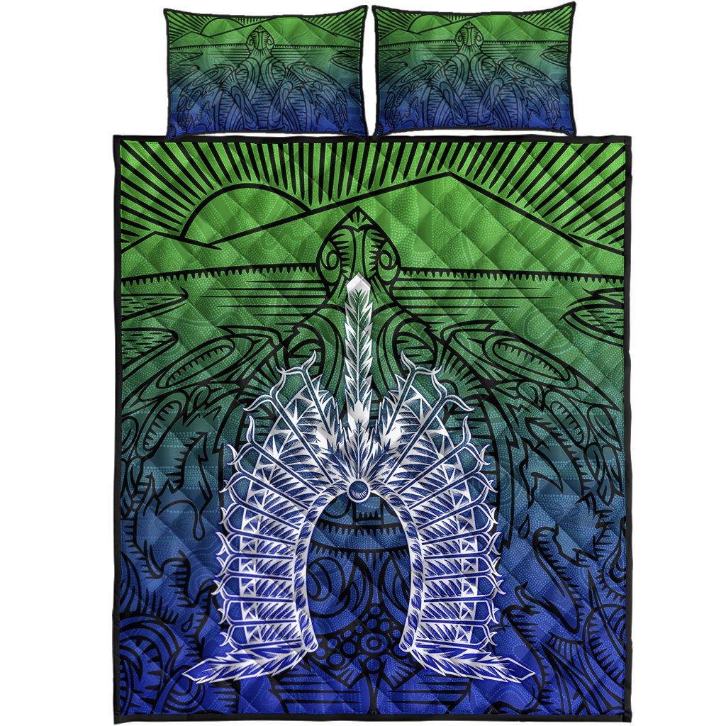 Torres Strait Islanders Quilt Bed Set - Turtle and Dhari Mask - Vibe Hoodie Shop