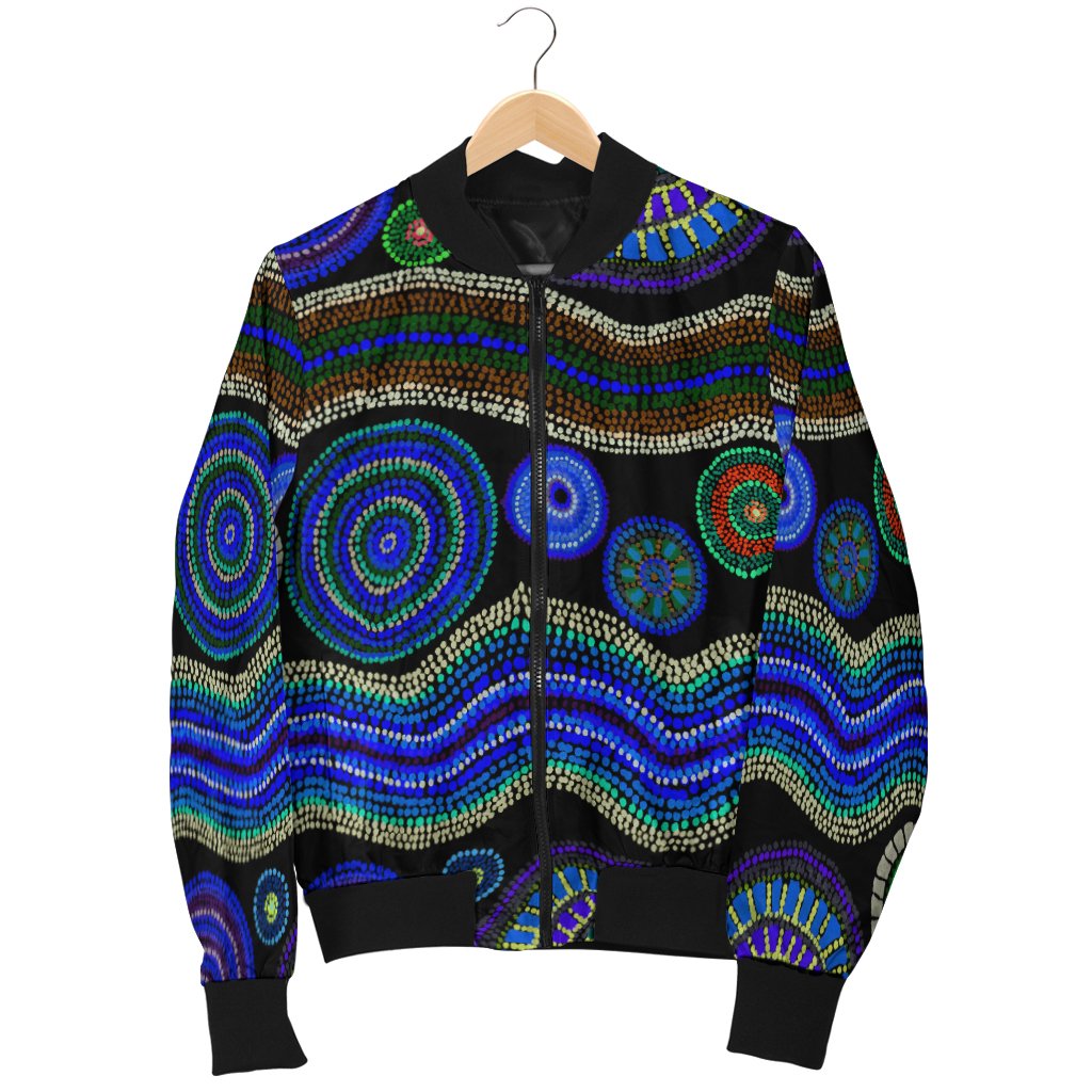 Bomber Jacket - Aboriginal Dot Unique Style Blue - Vibe Hoodie Shop